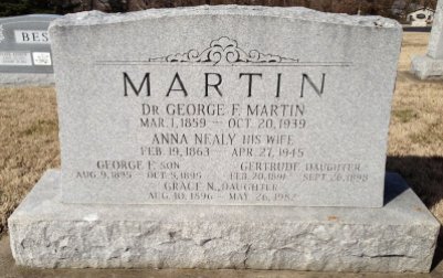 Dr. George F Martin headstone