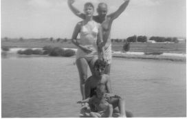 Ted, Ann, Grace, Pete, swimming in Fort Stockton