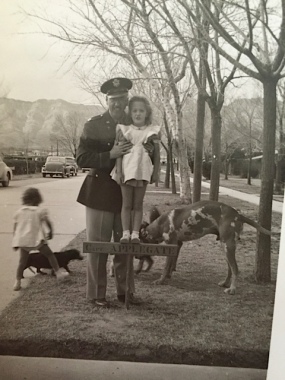 Ted holding Grace (Rica at left), Fort Bliss, 1943