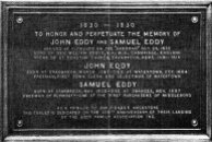 Plaque commemorating John and Samuel Eddy